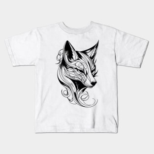 Minimalist Kitsune 3: Modern Interpretation of Japanese Mythical Creature Kids T-Shirt